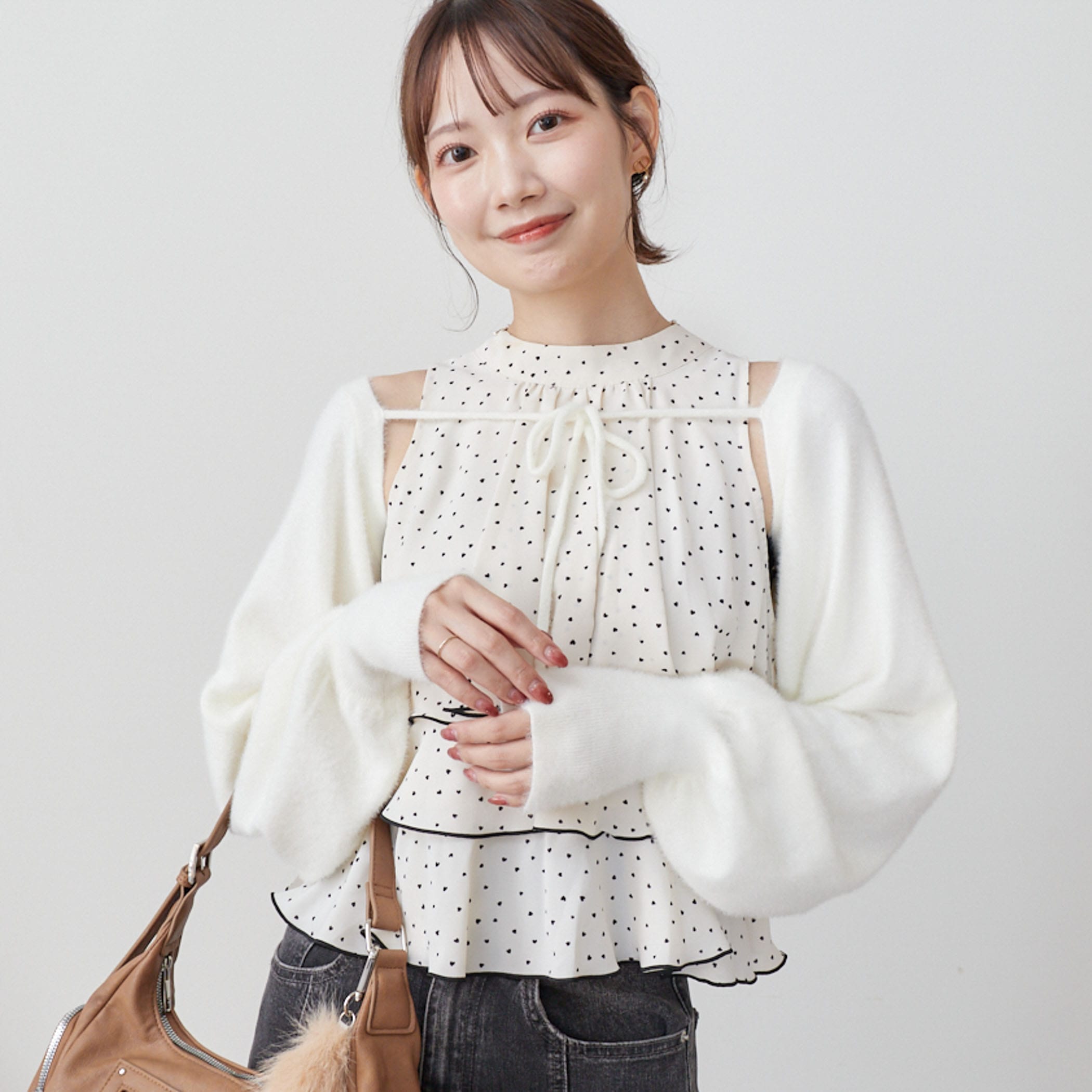 アメスリフリルブラウス×ニットボレロＳＥＴ