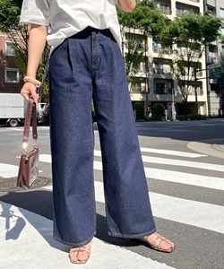 フロントタックデニムパンツ／(S NAVY): パンツ｜PMbox P&M OFFICIAL