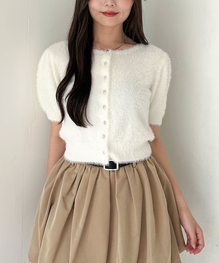 【mimi】エムズグレイシー　25ss パフスリーブニットカーディガン 紺 mimi様専用】エムズグレイシー 25ss パフスリーブニット