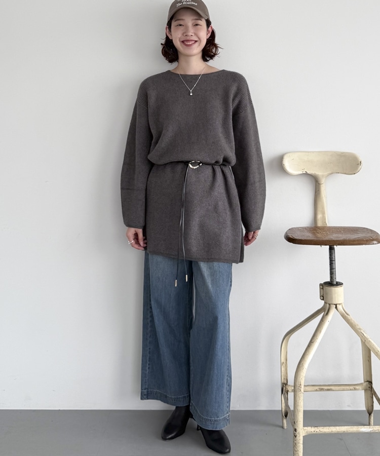 2Wayベルト付きチュニックワンピース(F CHARCOAL GRAY