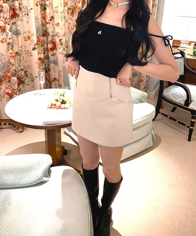 high waist zip skirt(M BEIGE): スカート｜PMbox P&M OFFICIAL ONLINE ...