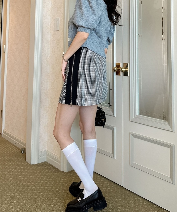 side zip line skirt(S WHITE/BLACK): スカート｜PMbox P&M OFFICIAL 