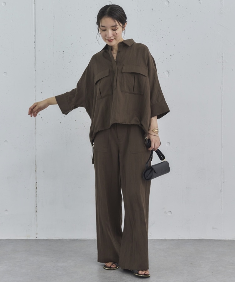 セットアップ対応】スキッパードロストシャツ(38 BROWN