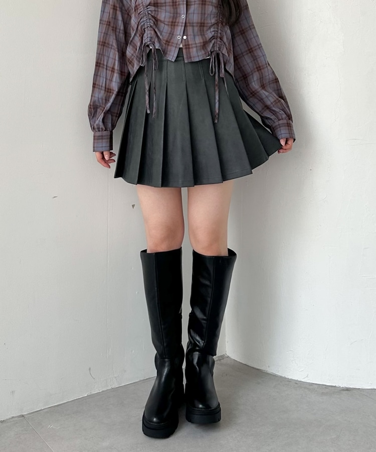 【CHICPARK】Vintageメタリック加工フェイクレザープリーツスカート バイカラーフェイクレザープリーツスカート(131650)