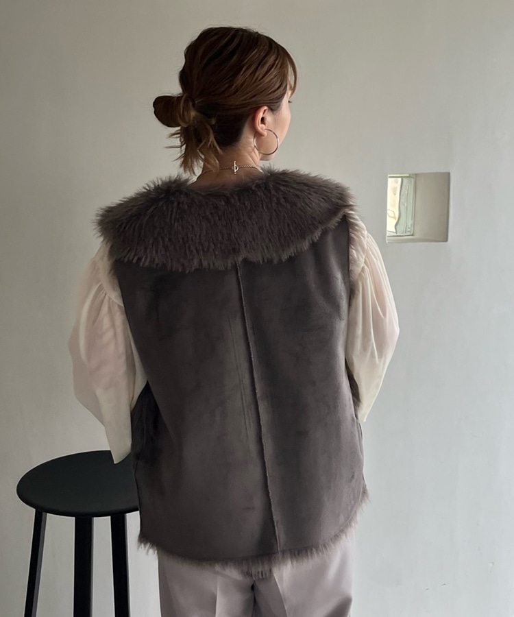 メンズHARE 23AW ボリュームファーベスト BROWN 新品 - www ...