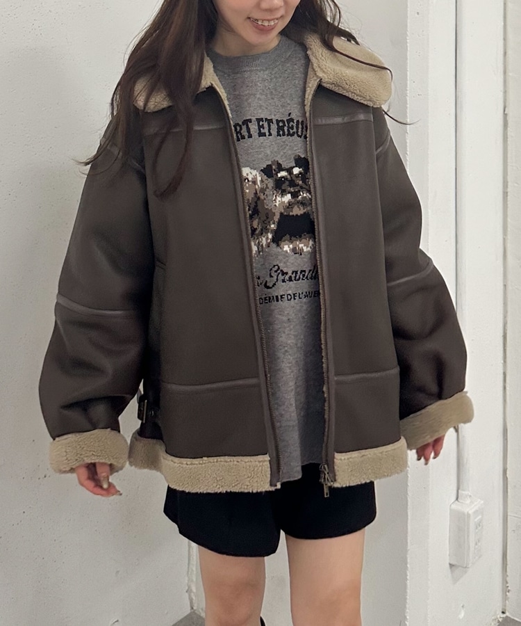 レザーコレクション　ムートンジャケット　ブラック　M ムートンジャケット B3 レザージャケット メンズ 本革 革ジャン ミリタリージャケット フライトジャケット ムートンコート 本物 バイク 防寒  ブランド 秋冬