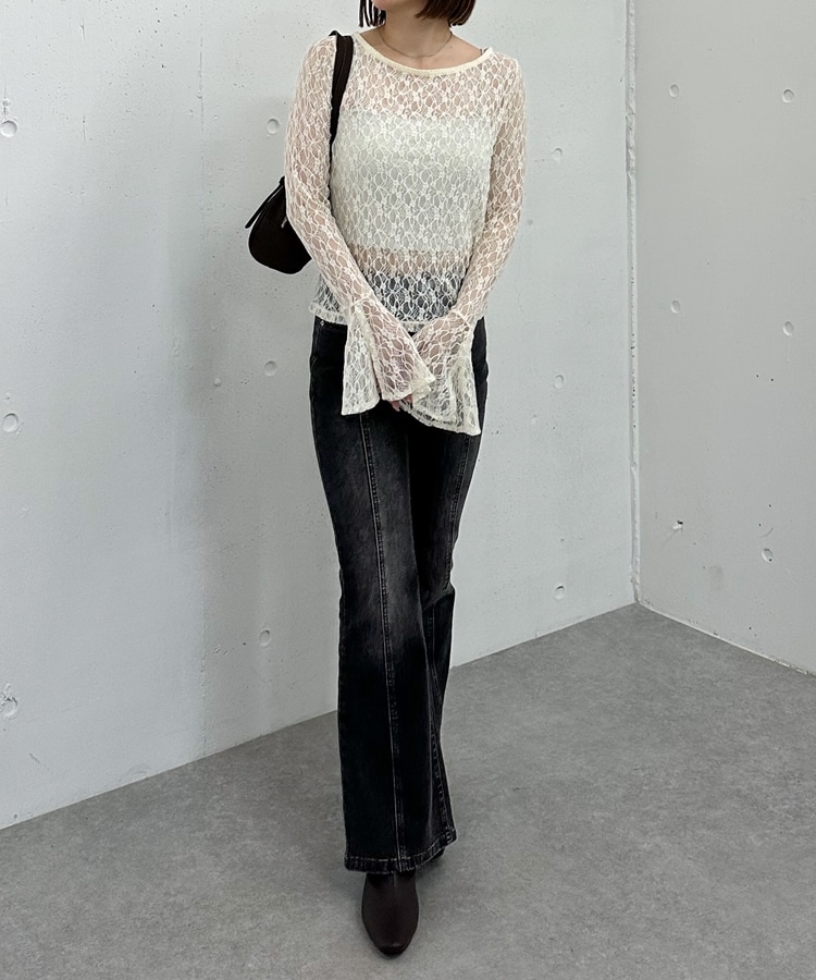 カットレースフレアスリーブTOPS(M BROWN): トップス｜PMbox