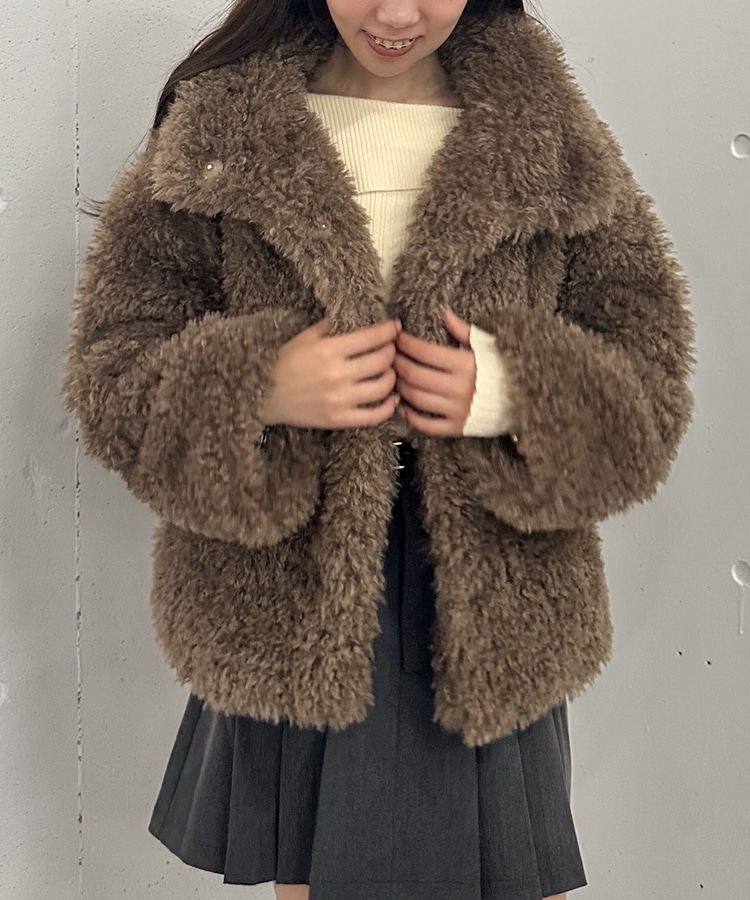 WEB限定】プードルファーショートコート(M IVORY): アウター