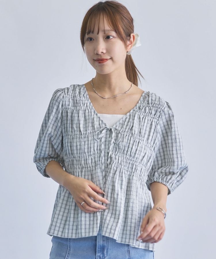 チェック2wayシャーリングBL(M BEIGE): トップス｜PMbox P&M