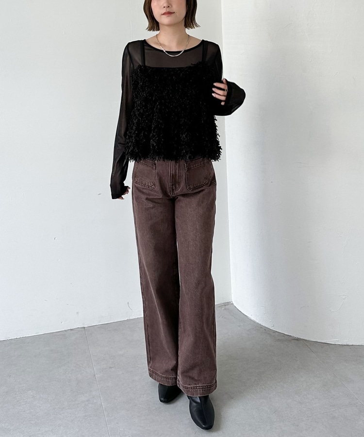 カットフェザービスチェ×シアーカットTOPSSET(M IVORY