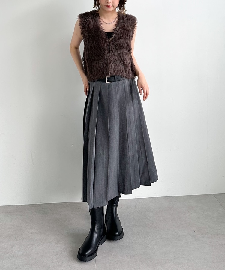 ベルトプリーツスカート(M MOCHA): スカート｜PMbox P&M