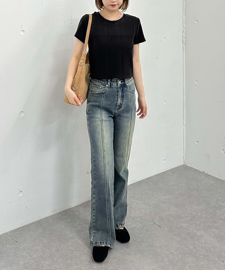 オーバーダイタイトフレアストレッチデニム(S ROYAL BLUE