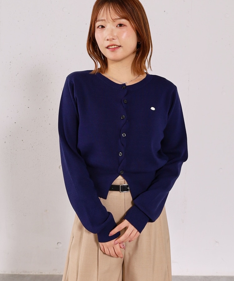 シェルプレートクロスボタンニットカーディガン(M IVORY): トップス