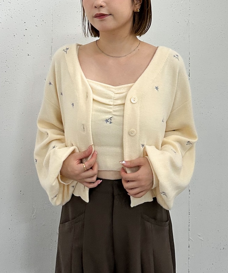 mayu1023様 フラワー刺繍ニットCDアンサンブル(M CHARCOAL GRAY
