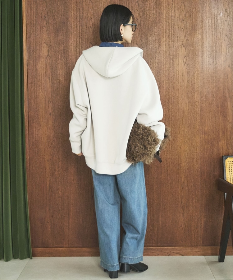 もちもち/新色追加】W ZIP ボンディングBIGパーカー(38 GREIGE