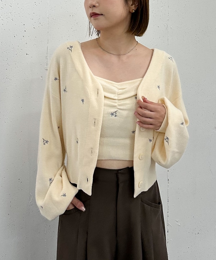 N様 フラワー刺繍ニットCDアンサンブル(M CHARCOAL GRAY