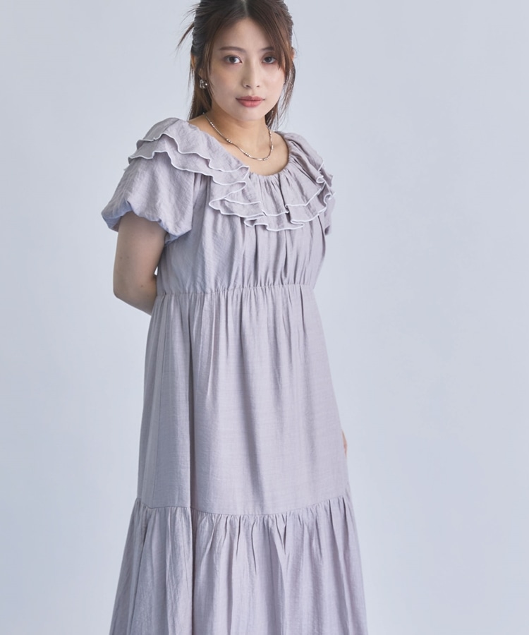 配色メローバックリボン2wayオフショルワンピース(M IVORY
