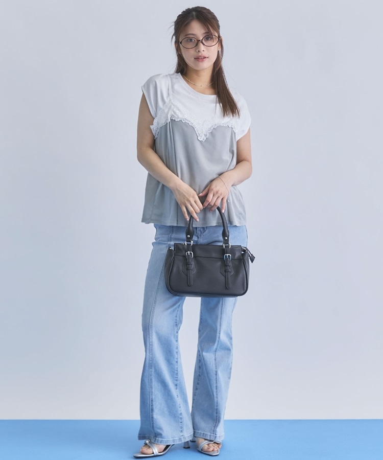 レーストリムベロアビスチェ×フレンチTEE SET(M BROWN