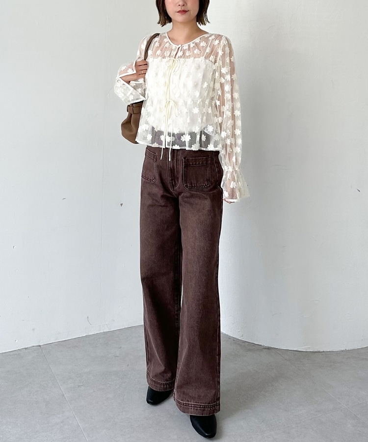 2wayフラワーチュールブラウス(M BLACK): トップス｜PMbox