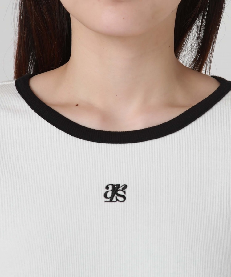 ロゴ刺繍テレコパイピングＴＯＰＳ(M WHITE/BLACK): トップス｜PMbox