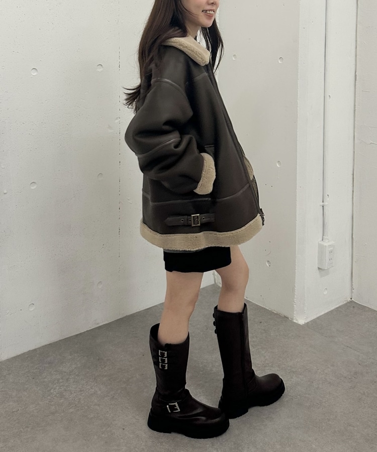 レザーコレクション　ムートンジャケット　ブラック　M ムートンジャケット B3 レザージャケット メンズ 本革 革ジャン ミリタリージャケット フライトジャケット ムートンコート 本物 バイク 防寒  ブランド 秋冬