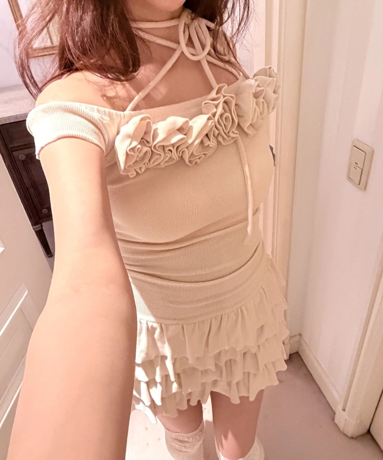 rose frill mini onepiece(M IVORY): ワンピース｜PMbox P&M OFFICIAL