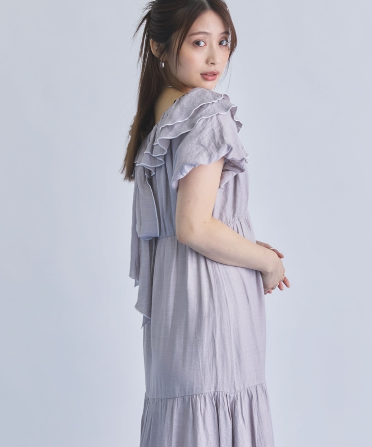配色メローバックリボン2wayオフショルワンピース(M IVORY