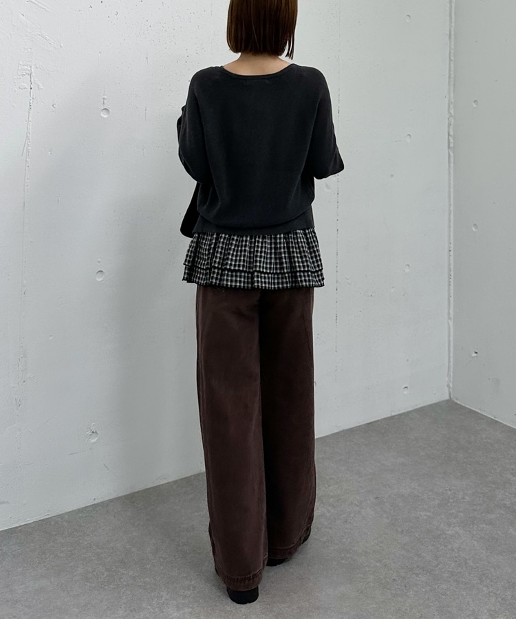 Centimeter セットアップ　茶色 片畦ニットCD×チェックキャミチュニックSET(M IVORY