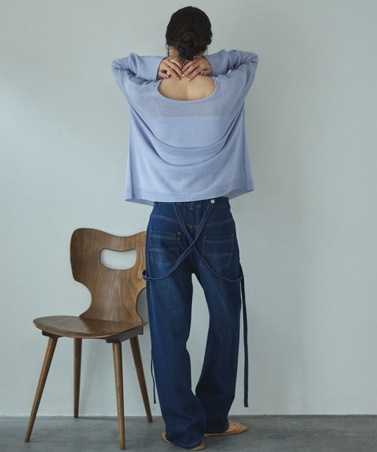 サスペンダー付きストレートデニムパンツ(S NAVY): パンツ｜PMbox P&M