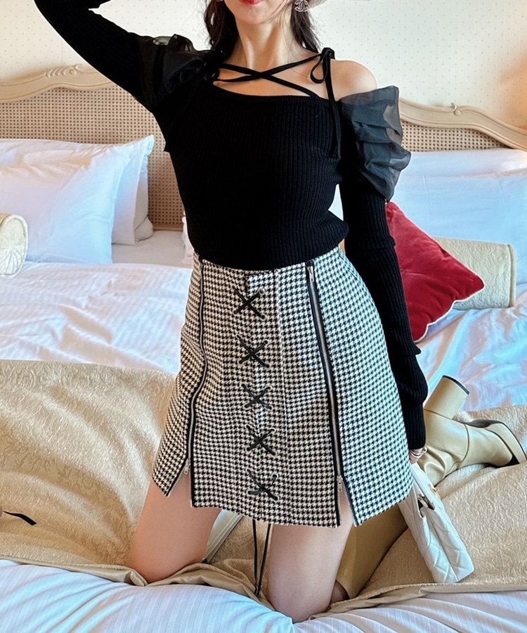 lace up zip skirt