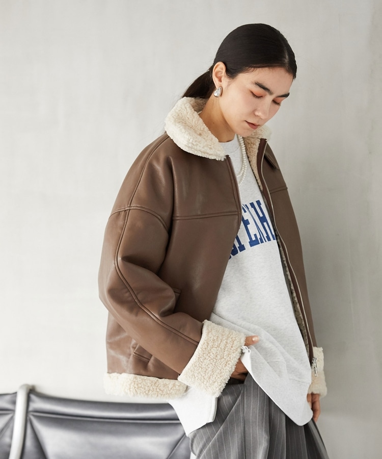 23WINTER LOOK掲載】フェイクムートンジャケット(F BROWN): アウター