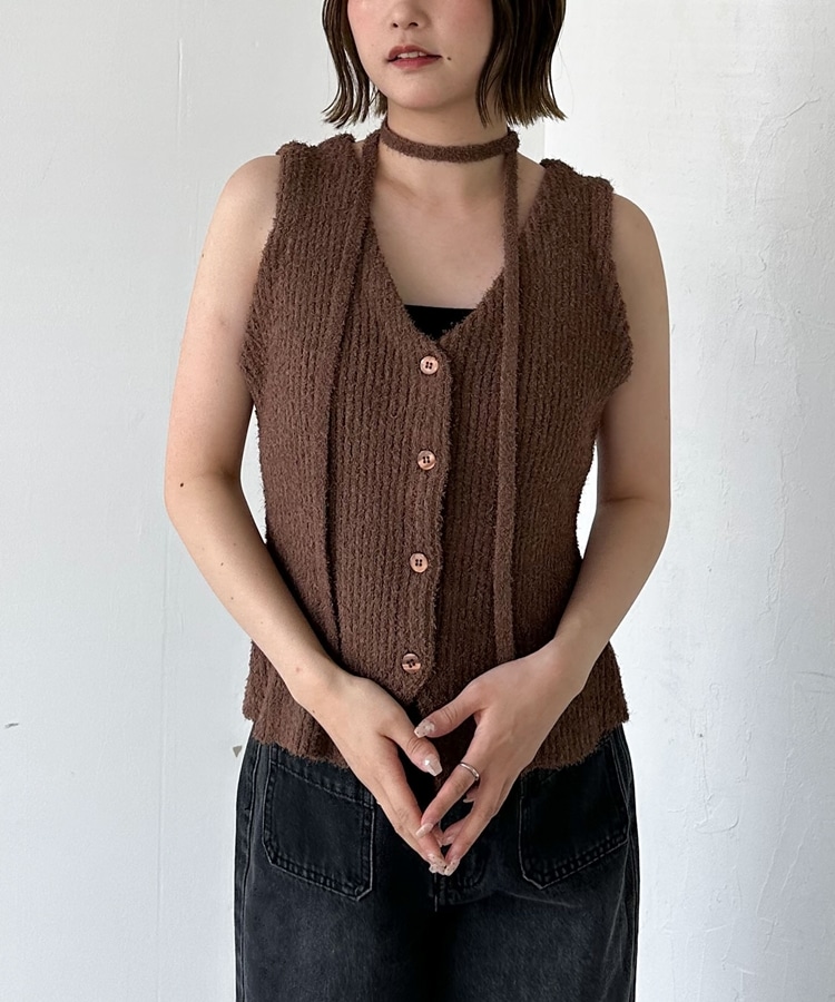 A.P.C. ベージュ ベスト コンパクトジレニットベスト(M MOCHA): トップス｜PMbox P&M