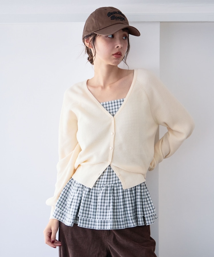 アッチさん用 片畦ニットCD×チェックキャミチュニックSET(M IVORY
