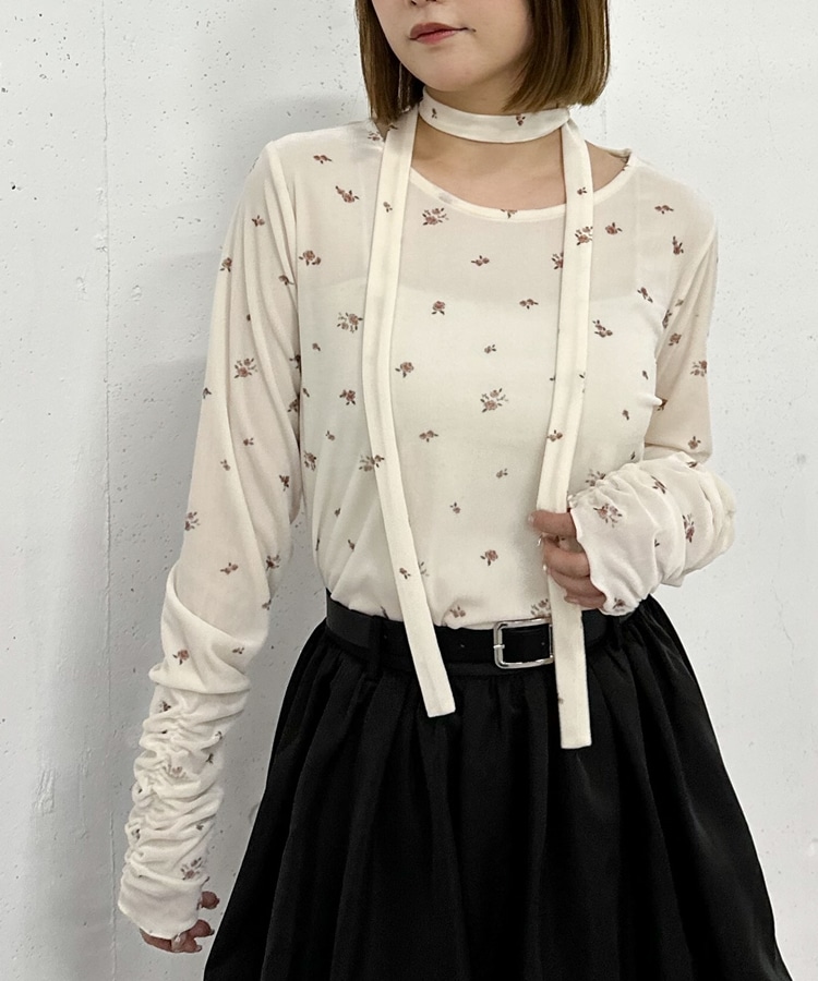 お花のタペストリー 花柄シアーベロアTOPS(M IVORY): トップス｜PMbox P&M