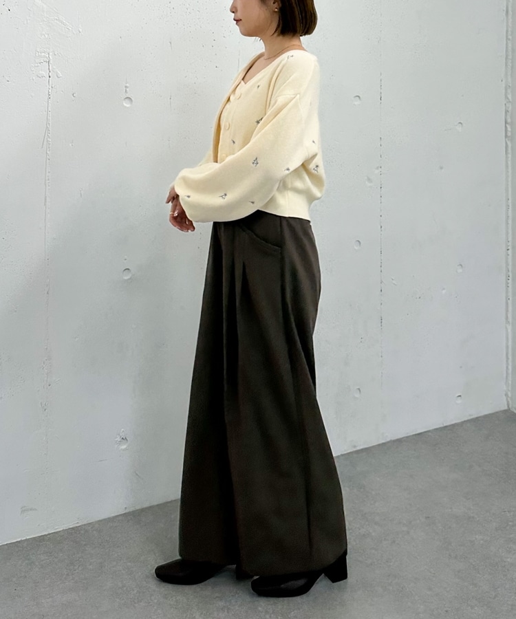 フラワー刺繍ニットCDアンサンブル(M CHARCOAL GRAY