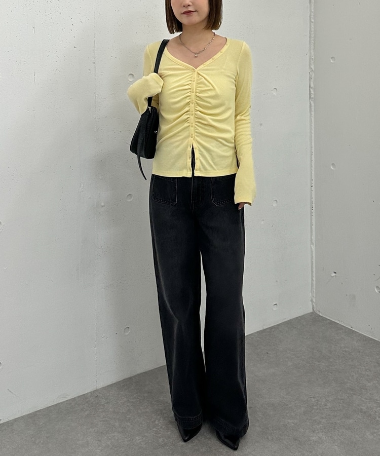 ボタンギャザーVネックTOPS(M GRAY): トップス｜PMbox P&M