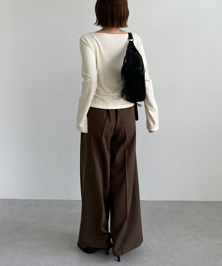 トップス mocha 2wayアシメボタンカットTOPS(M CHARCOAL GRAY