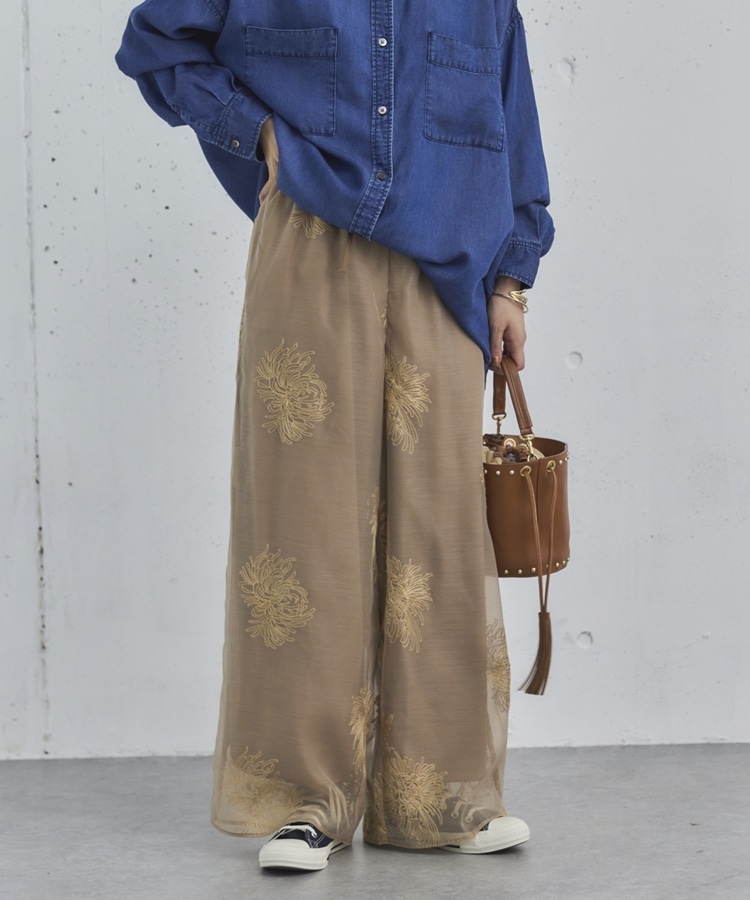 刺繍シアードロストパンツ(F BEIGE): パンツ｜PMbox P&M