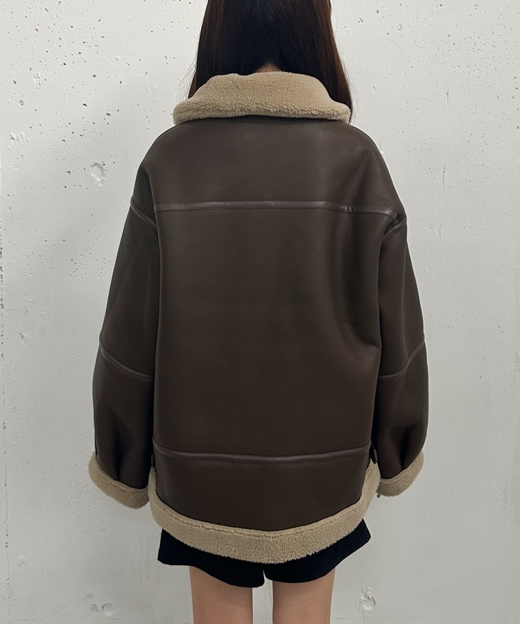 レザーコレクション　ムートンジャケット　ブラック　M ムートンジャケット B3 レザージャケット メンズ 本革 革ジャン ミリタリージャケット フライトジャケット ムートンコート 本物 バイク 防寒  ブランド 秋冬