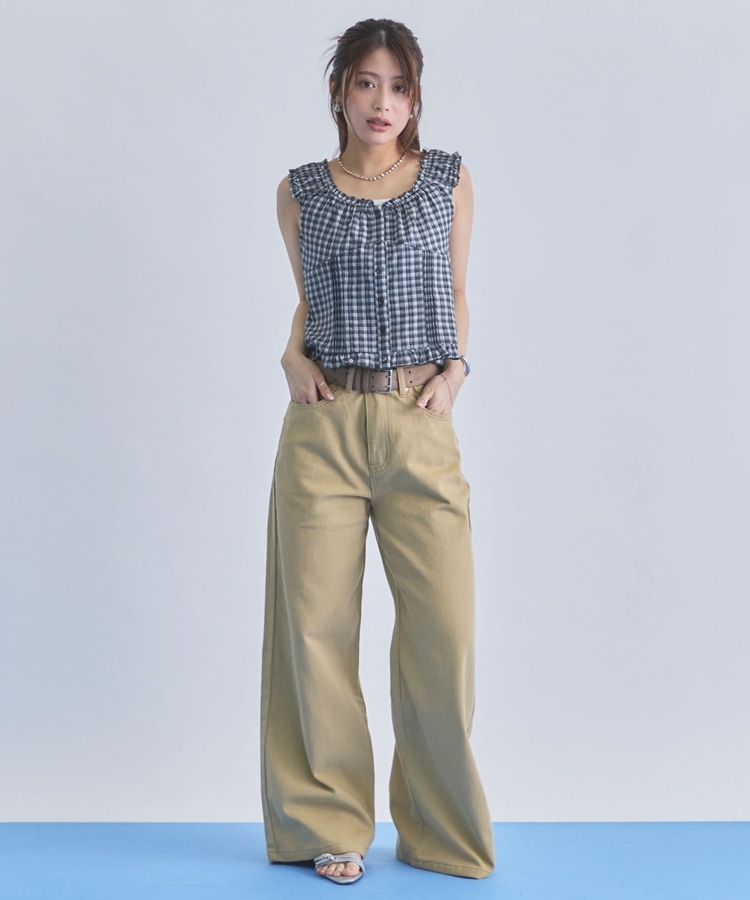 MLVINCE ベージュ ポケット付き デニムパンツ ポケットスタッズセミフレアデニム(S BROWN): パンツ｜PMbox P&M