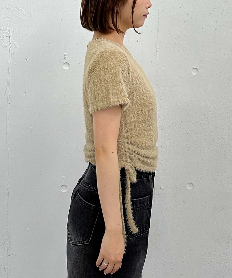 トップス iro サイドドロストフェザーカットTOPS(M IVORY): トップス