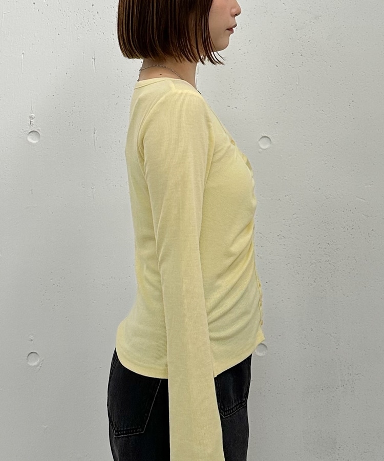 ボタンギャザーVネックTOPS(M GRAY): トップス｜PMbox P&M