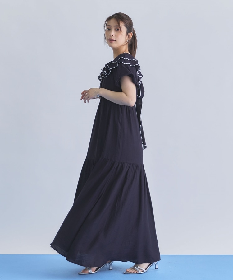 配色メローバックリボン2wayオフショルワンピース(M IVORY