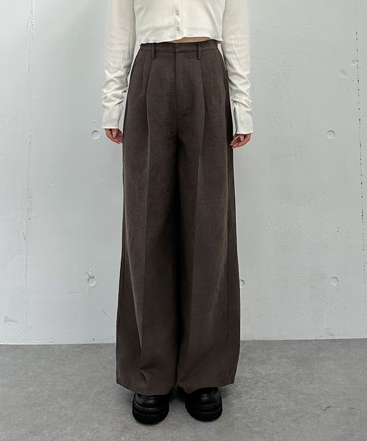 ヘムさん専用です ピーチペプラムビスチェ×ワイドスラックスSET(M BROWN