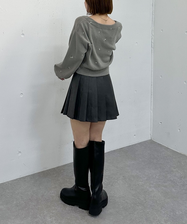 ^_^様用 フラワー刺繍ニットCDアンサンブル(M CHARCOAL GRAY