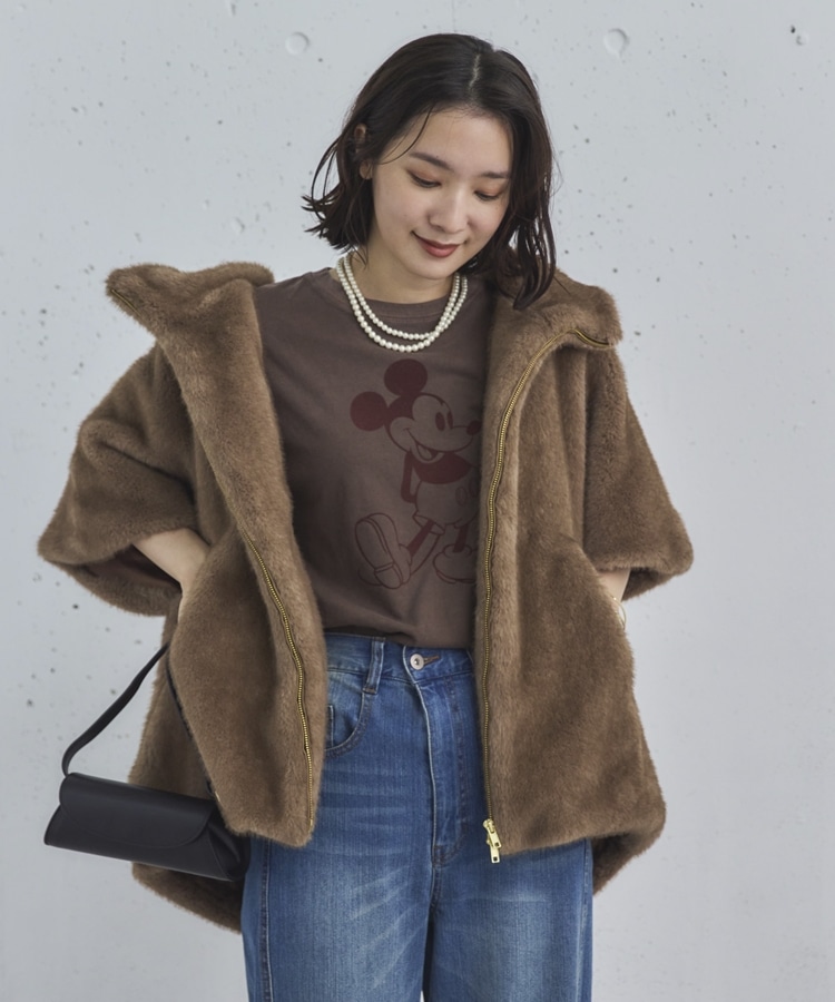 ミンクファーライクフーディーベスト(38 IVORY): アウター