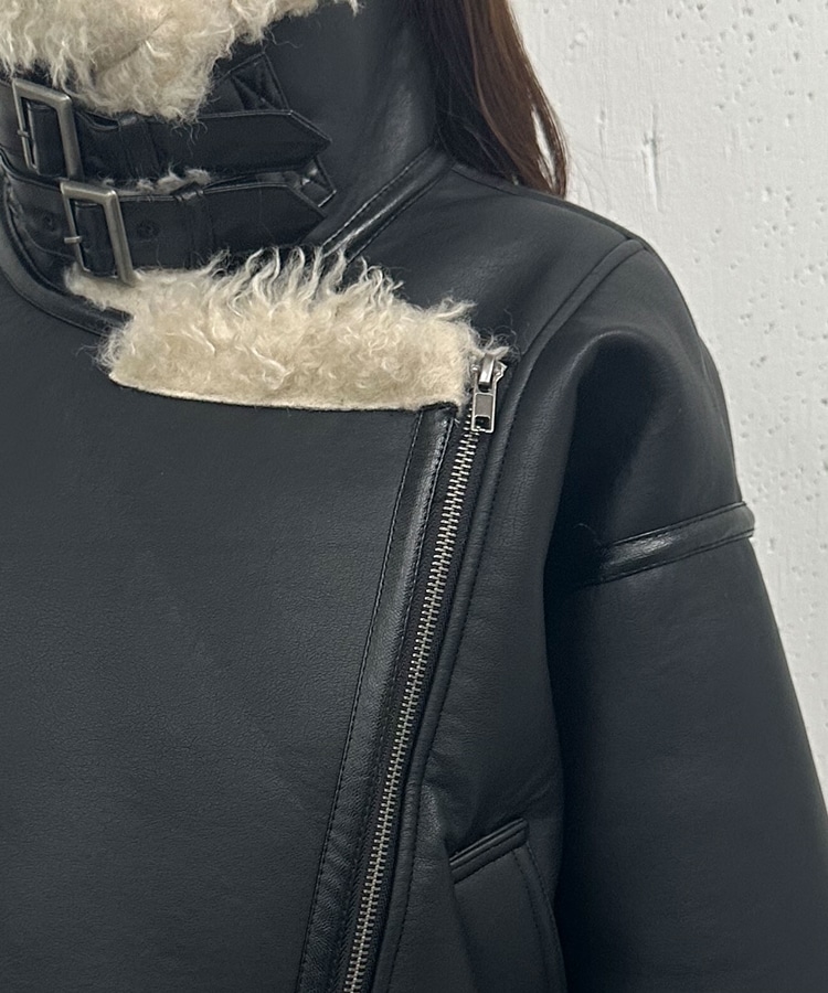 oakwood短丈ムートンジャケット レザージャケット フェイクレザーショートムートンジャケット(M BROWN): アウター｜PMbox