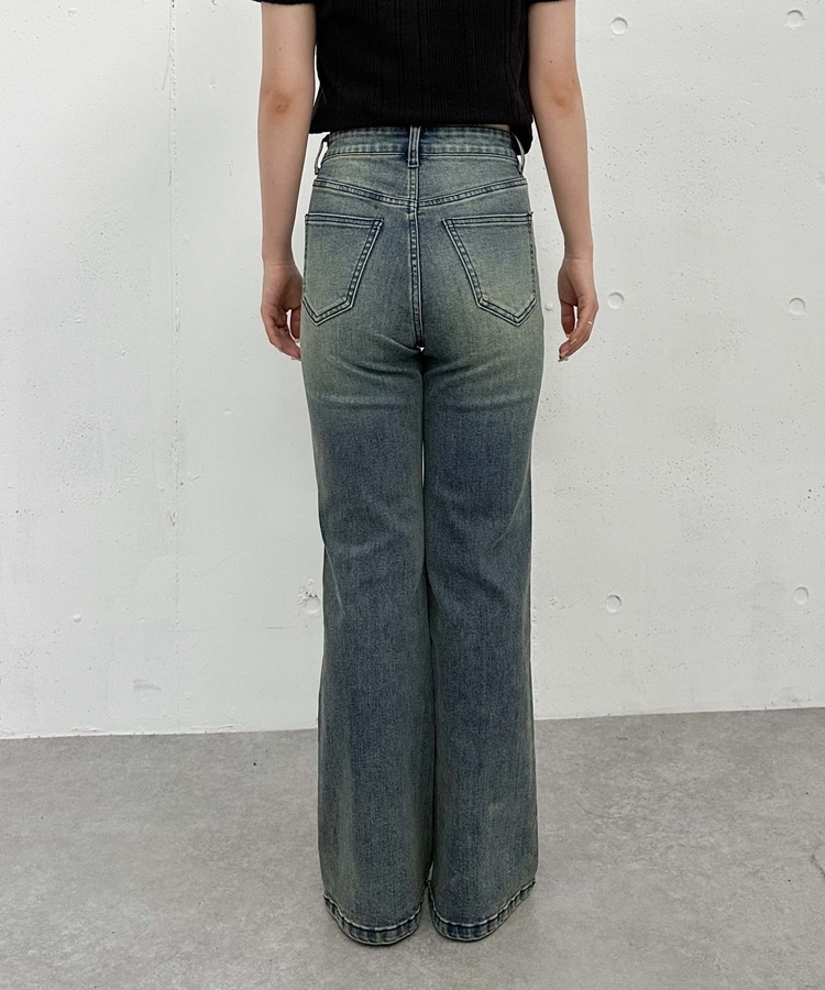 オーバーダイタイトフレアストレッチデニム(S ROYAL BLUE