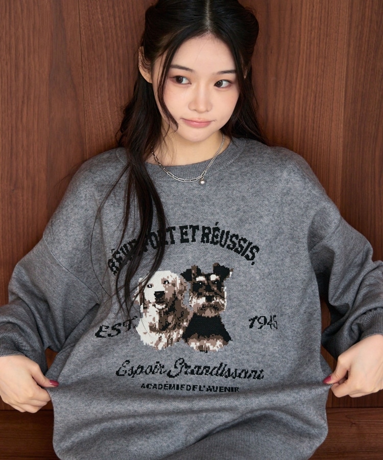 オーダー分≫≫≫ハッピー様 イヌJQミドルニットプルオーバー(M GRAY): トップス｜PMbox