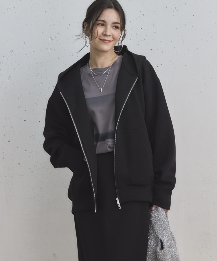 もちもち/新色追加】W ZIP ボンディングBIGパーカー(38 GRAY